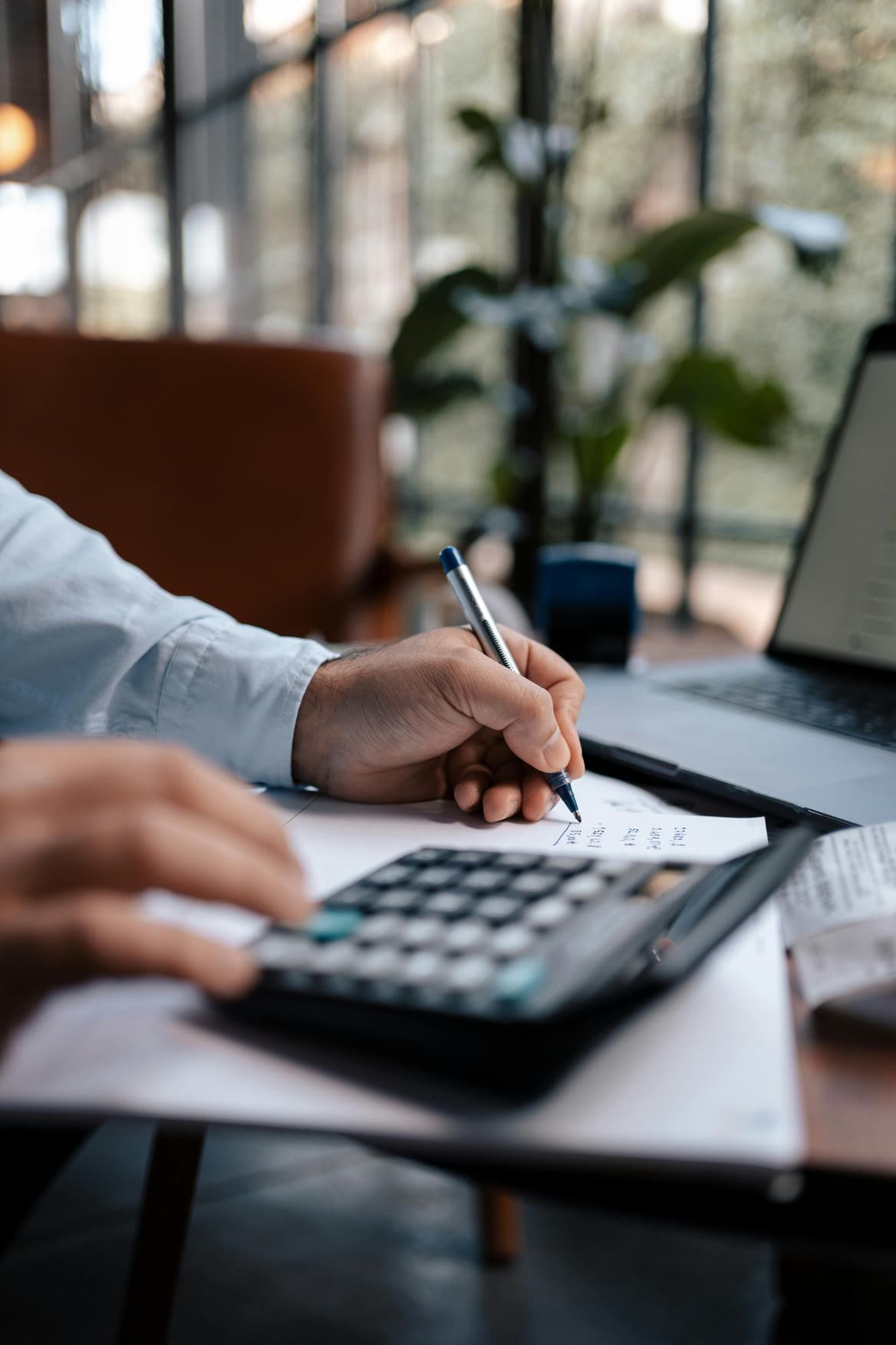 Person using a calculator